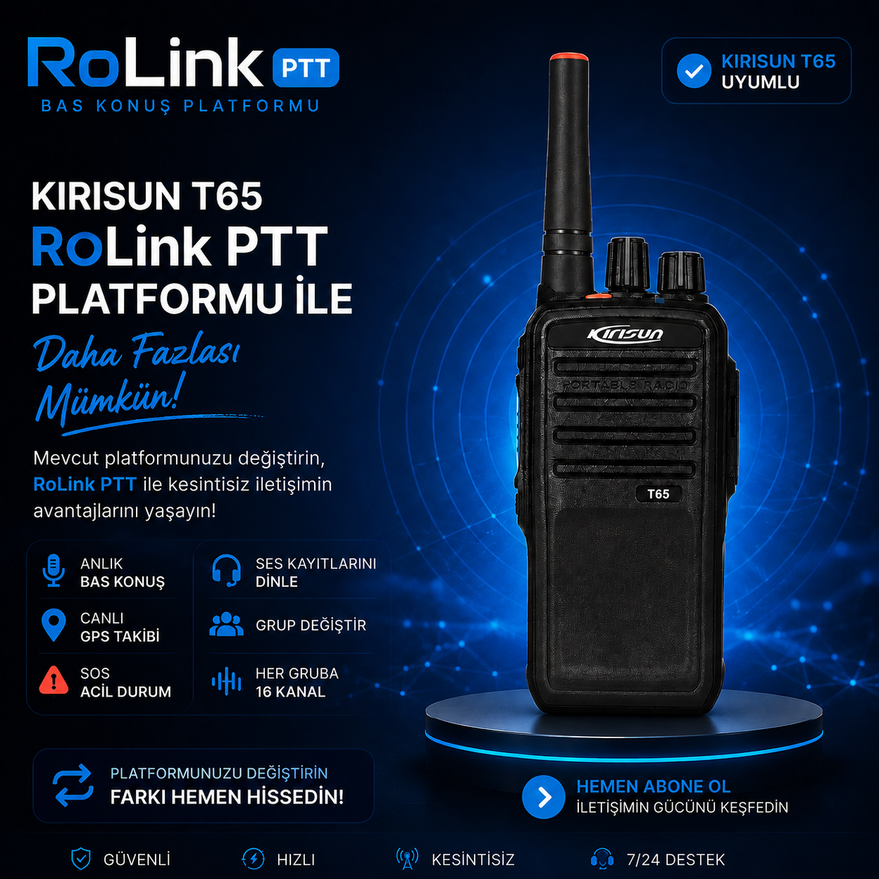 Kirisun T65 Bas Konuş Telsiz - Abonelik Paketi